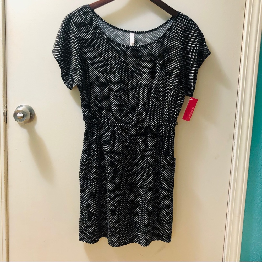 Black and white polka dot dress